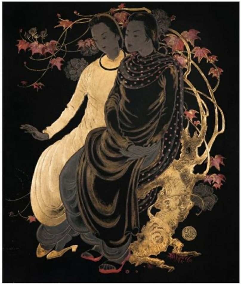 NGUYỄN KHANG – “HAI NGƯỜI PHỤ NỮ TRONG ÁO DÀI” (1943) NGUYỄN KHANG – “HAI NGƯỜI PHỤ NỮ TRONG ÁO DÀI” (1943)